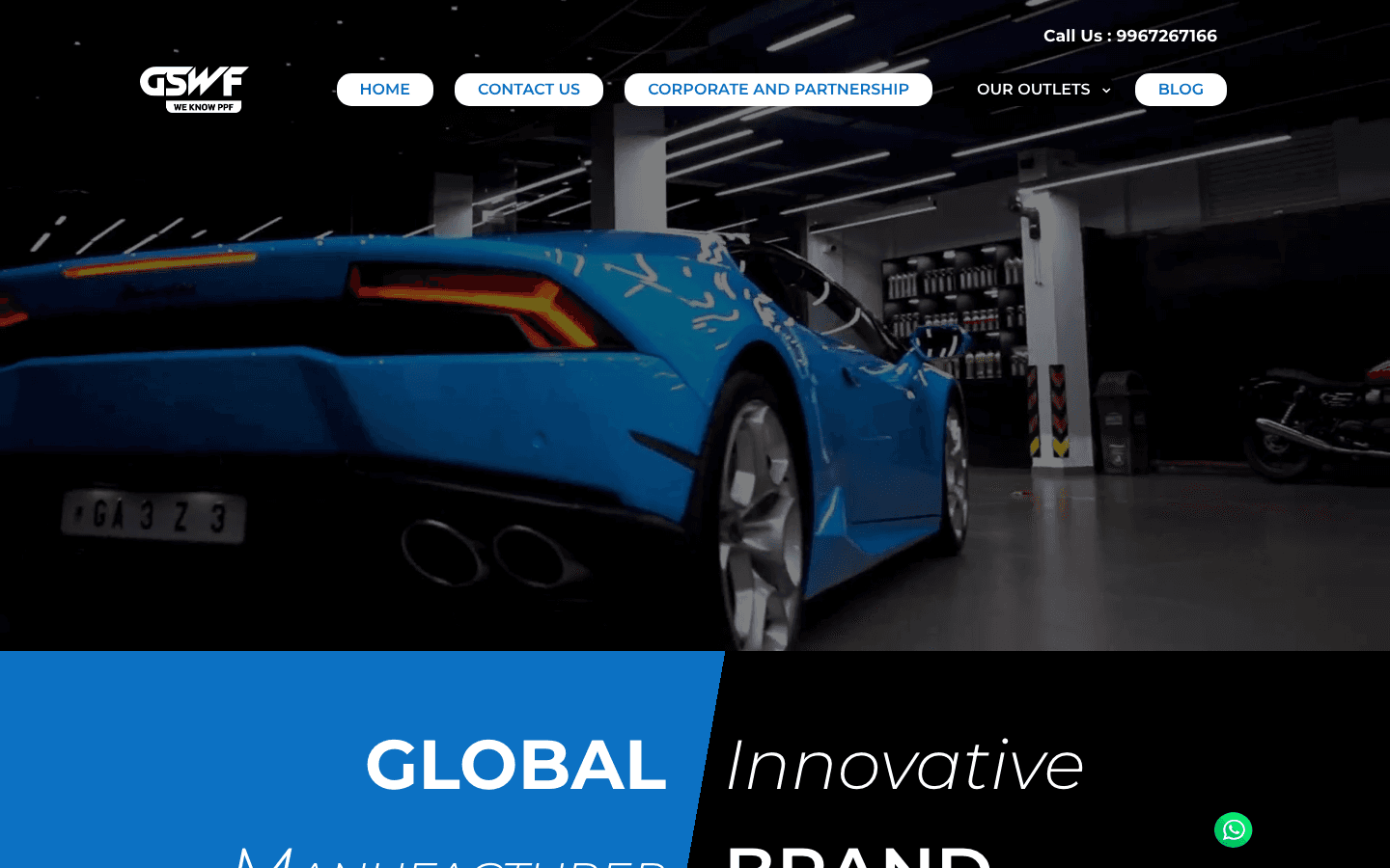 GSWF India old website hero — dark theme with generic Global Brand messaging and no CTA