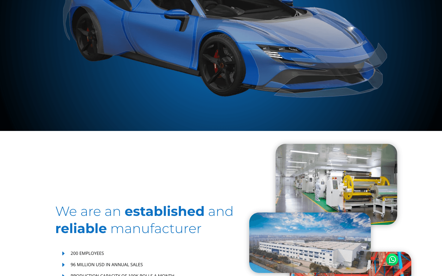 GSWF India old website — generic car image with established manufacturer text and no product detail